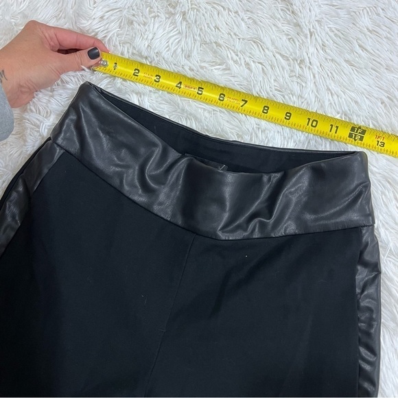 Express Columnist High Waisted Vegan Leather Knit Ankle Pant - Picture 7 of 12